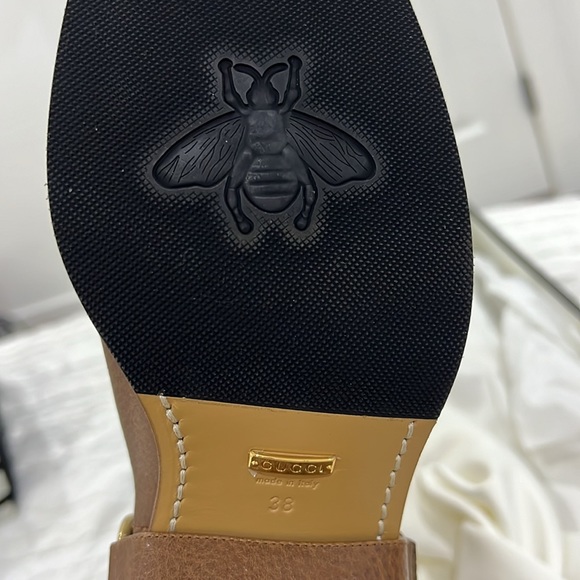 Gucci Lola GG Brown Leather Monogram Knee-High Riding Boots - Picture 5 of 10